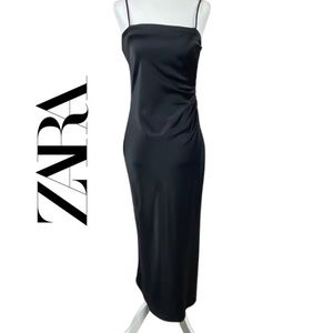 Zara Black Satin Camisole Dress
